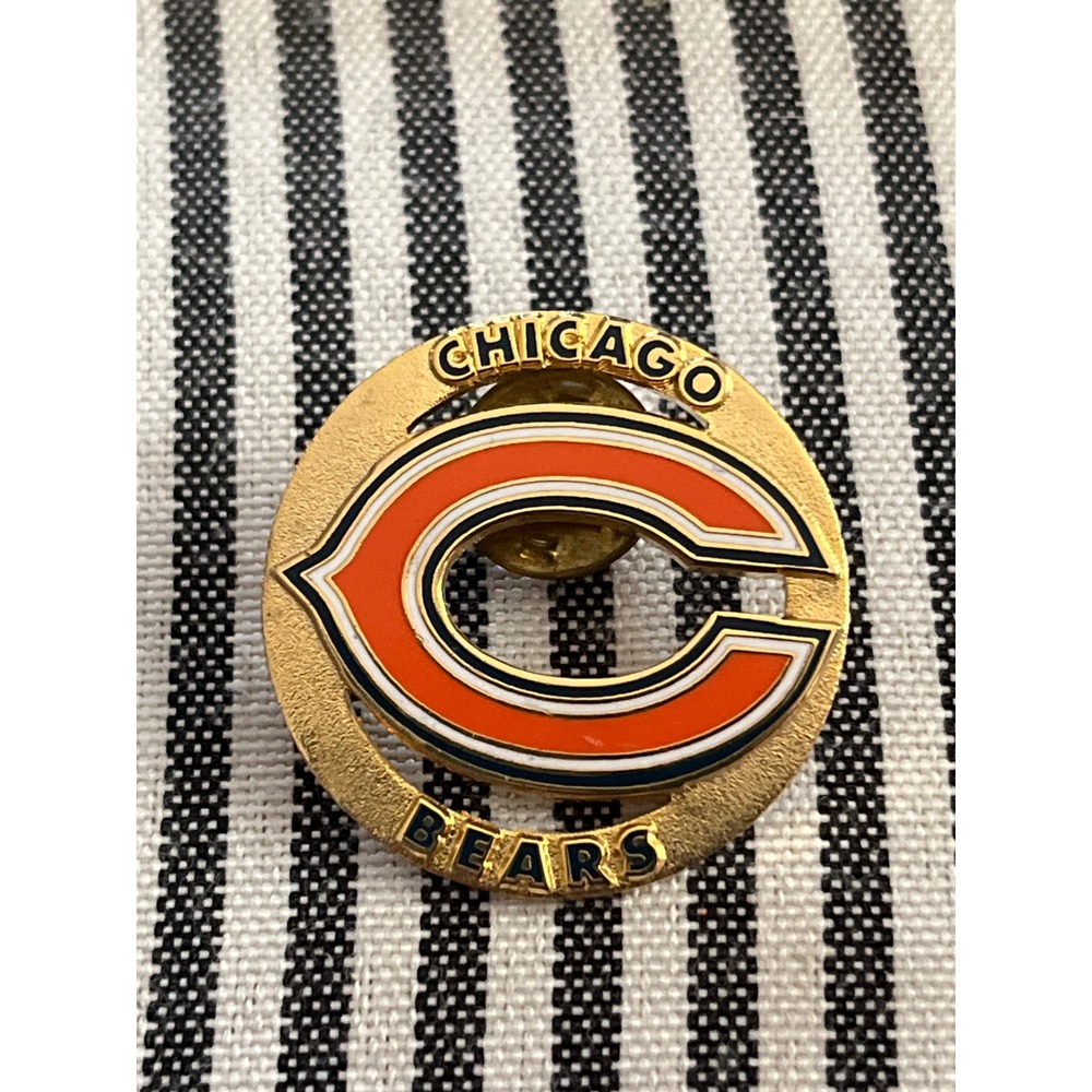 Vintage Chicago Bears NFL Lapel Pin Gold Tone Enamel Logo Collectible